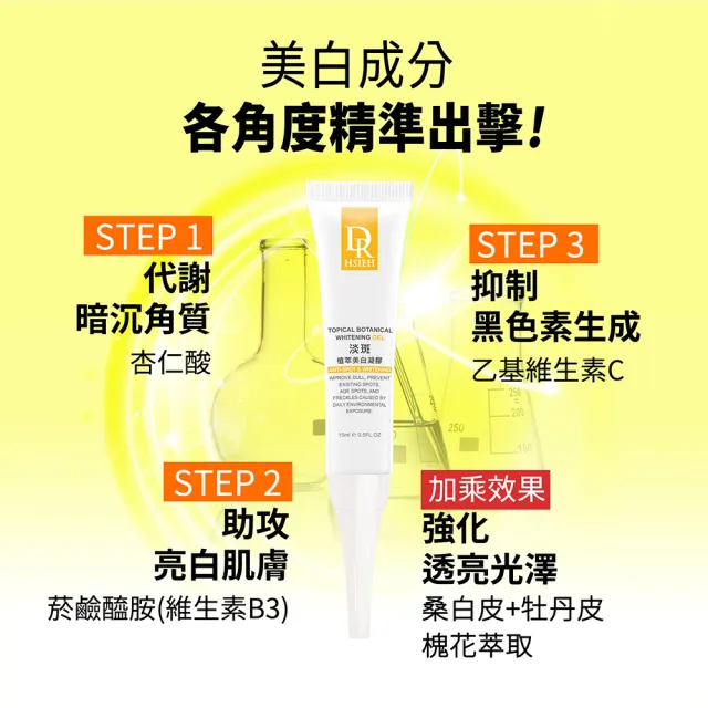 【Dr.Hsieh 達特醫】淡斑植萃美白凝膠15ml(局部加強淡化/抑制色素斑/官方直營)