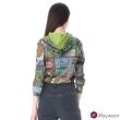 【KeyWear 奇威名品】動物網布拼接連帽上衣