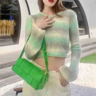 【LEESA】雙11 真皮編織包\女生包包\真皮包包\女腋下包包\Brick\編織包包女\小牛皮側背包\腋下 