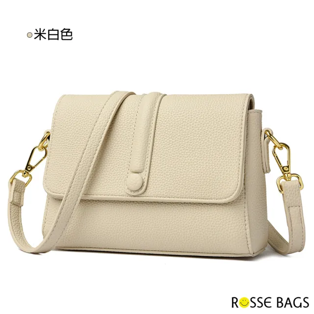 【Rosse Bags】典雅質感皮面小方包 肩背包 斜背包(米白色 / 杏色 / 綠色 / 卡其色 / 黑色)