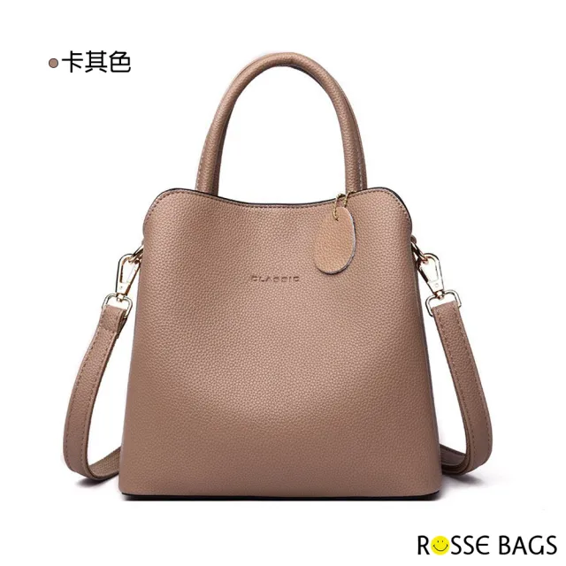 【Rosse Bags】韓版百搭真皮大容量手提肩背包(現+預  黃色 / 紅色 / 卡其色 / 黑色 / 灰色)