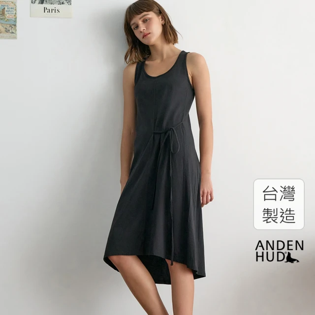 Anden Hud 連身_療癒烘焙．純棉短袖口袋開叉睡衣(黑