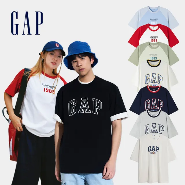 【GAP】男女款 Logo純棉圓領短袖T恤-多款任選(892185&608929&465443)