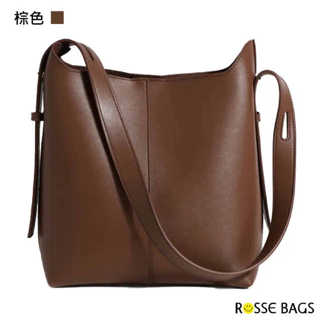 【Rosse Bags】韓版簡約百搭文青水桶托特包(現+預  黑色／棕色／黃色／米白色)