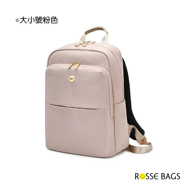 【Rosse Bags】多隔層大容量防潑水雙肩後背包(現+預  大款粉色 / 小款粉色 / 大款黑色 / 小款黑色)