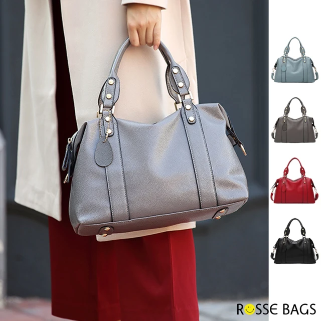 Rosse Bags 經典時尚條紋掛飾大容量肩背托特包(現+