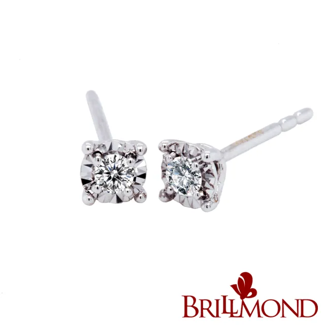 【BRILLMOND JEWELRY】天然鑽石耳環10分 PT950鉑金 璀璨光芒(天然鑽石總重10分 全PT950鉑金台)