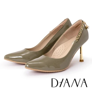【DIANA】8 cm質感糖果牛漆皮高跟尖頭跟鞋(綠色)