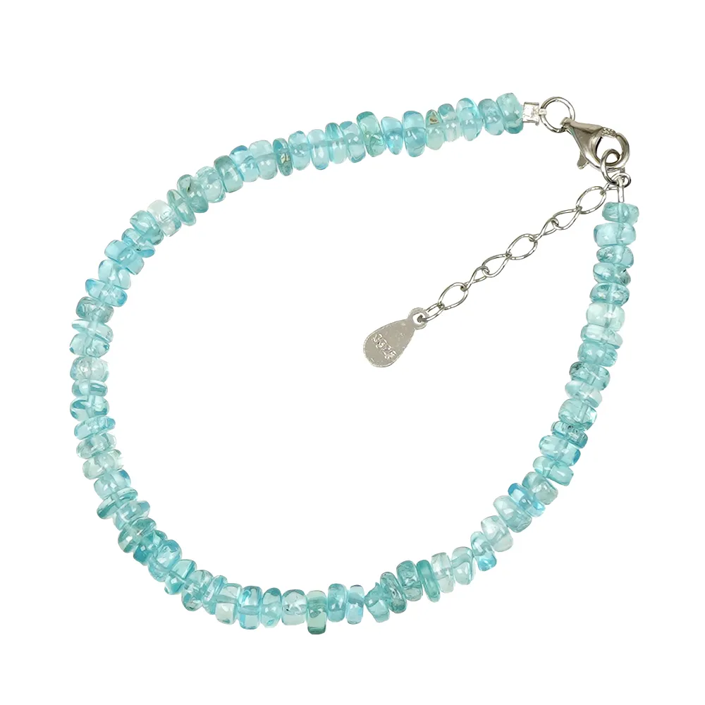 【正佳珠寶】藍磷灰 頂級原礦玻璃體 5.8g 藍磷灰手鍊｜925銀｜不可修改手圍