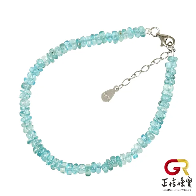 【正佳珠寶】藍磷灰 頂級原礦玻璃體 5.8g 藍磷灰手鍊｜925銀｜不可修改手圍