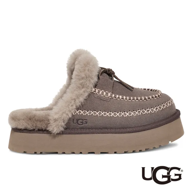 【UGG】女鞋/穆勒鞋/真皮鞋/厚底拖鞋/Disquette Alpine(雷雲暗灰-UG1158260TCLD)