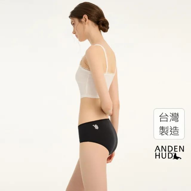 【Anden Hud】抗菌系列．花邊高腰三角內褲(黑-小企鵝)