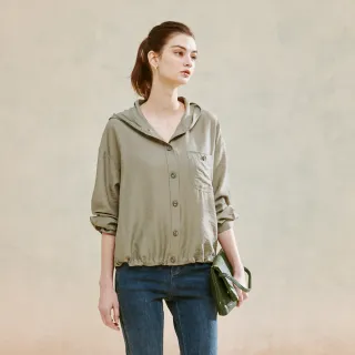 【Master Max】下擺可調整連帽皺皺布開釦外套(8427049)