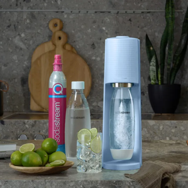 【Sodastream】TERRA 自動扣瓶氣泡水機 純淨白/迷霧藍