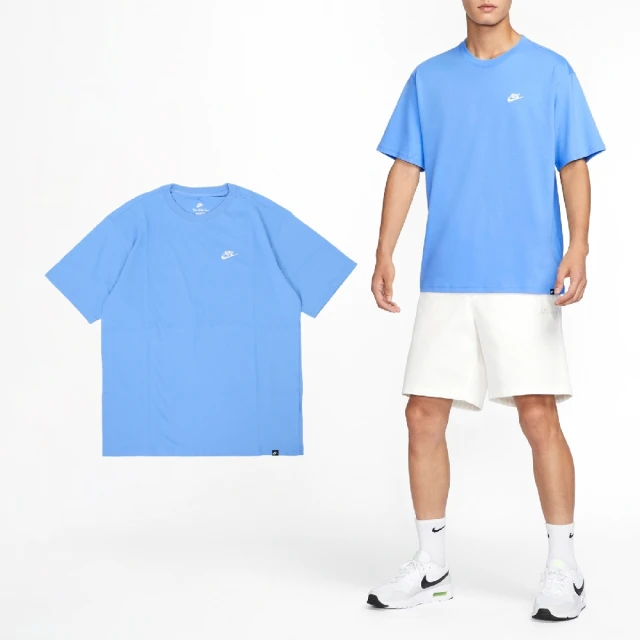 NIKE 耐吉 短袖 NSW Club Tee 男款 藍白 純棉 寬鬆 刺繡 短T 棉T(FV0376-412)