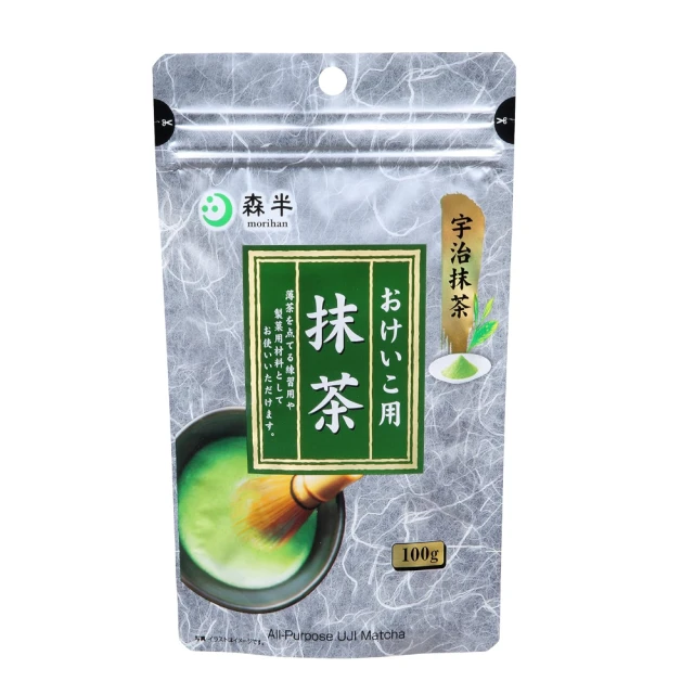 日本森半 京都宇治抹茶粉 100g x1袋(無糖 抹茶 綠茶 日本茶 沖泡茶 茶品 點心 甜點 烘焙料理)