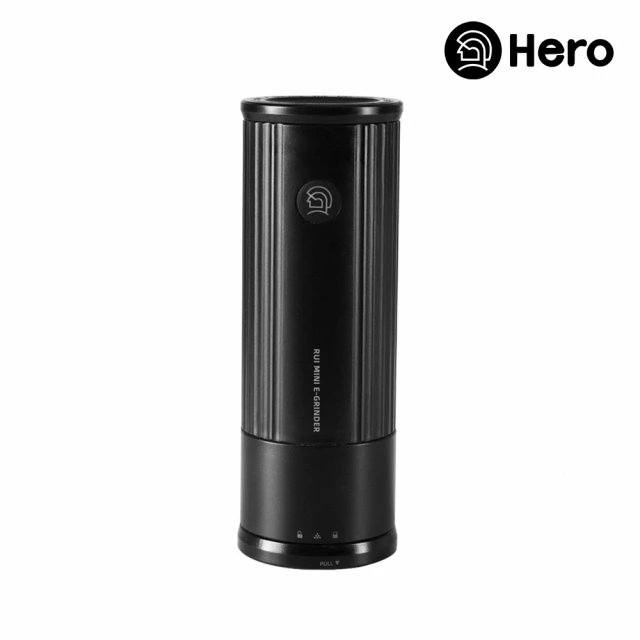 HERO 小銳mini攜帶式電動磨豆機-黑色(伸縮粉倉/精密調節/雙軸承/六星不鏽鋼磨芯/磁吸上蓋/摩卡壺/露營)