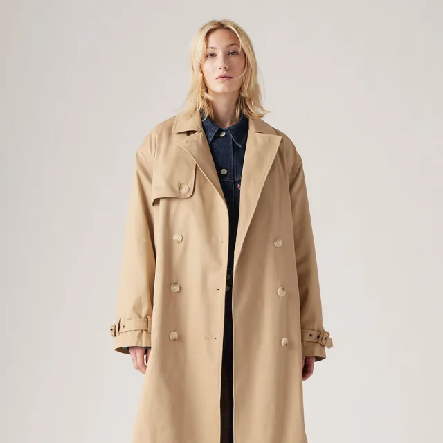 【LEVIS】女款長版風衣外套 熱賣單品 A8976-0000