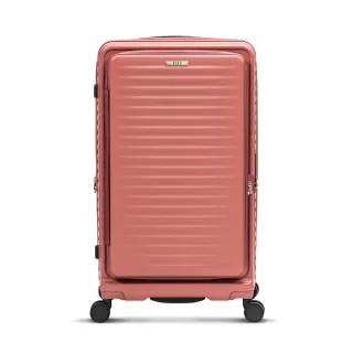【ELLE 官方直營】Travel 波紋系列 29吋 高質感前開式擴充行李箱 防盜防爆拉鍊旅行箱 EL31280(珊瑚紅)