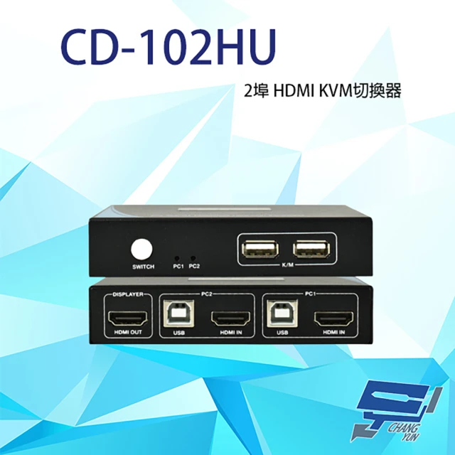 CHANG YUN 昌運 CD-102HU 2埠 HDMI KVM切換器 支援EDID功能 具LED燈號顯示