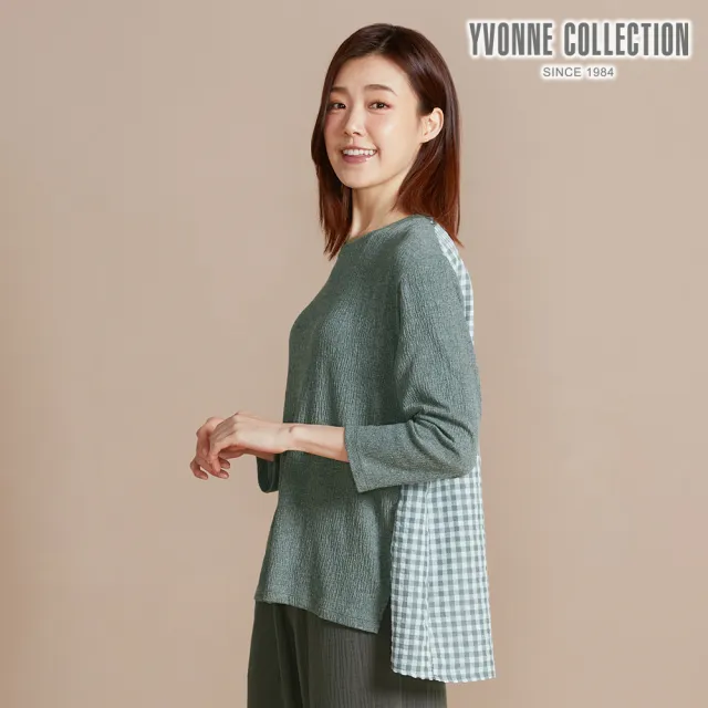 【YVONNE 以旺傢飾】出清品 皺皺提花拼接長袖上衣-岩石灰