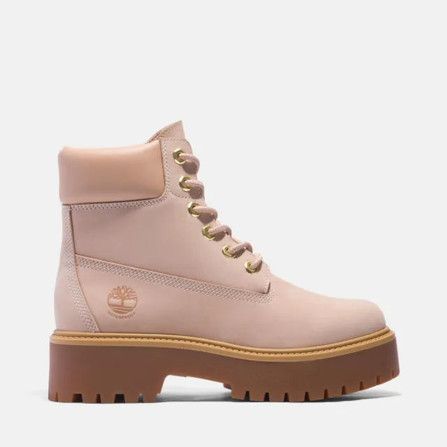 【Timberland】女款淺粉色Stone Street防水厚底6吋靴(A6AWCDR1)