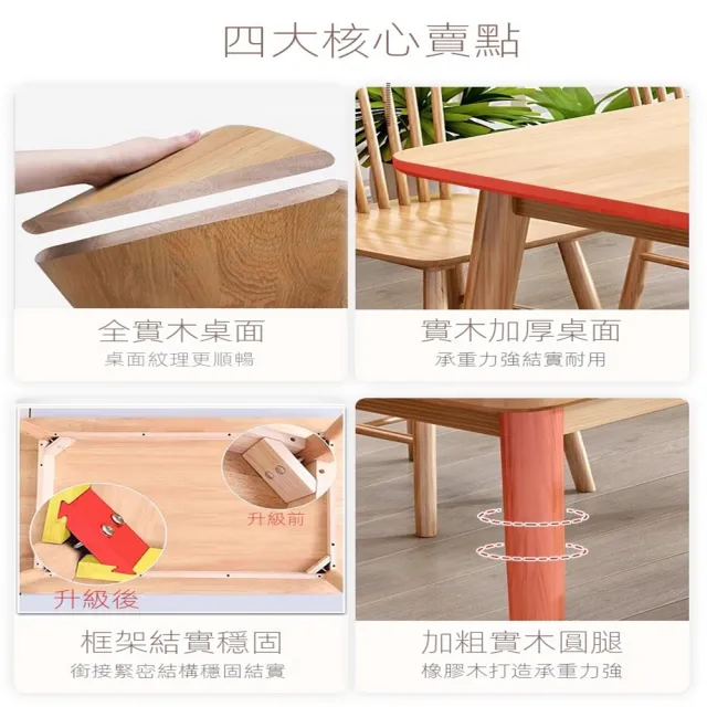 【詩妤家具】120*70單桌+凳子*4 全實木餐桌 餐桌 客廳桌 飯桌 茶几桌(升級卯榫工藝/加粗實木圓腿/預售12天)