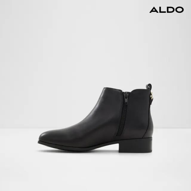 【ALDO】VERITY-時尚真皮素面短靴-女靴(黑色)
