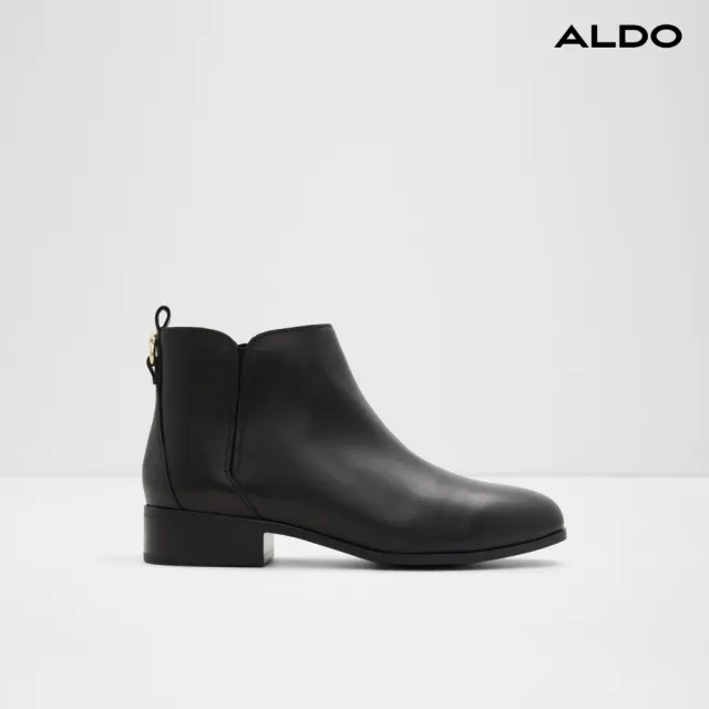 【ALDO】VERITY-時尚真皮素面短靴-女靴(黑色)