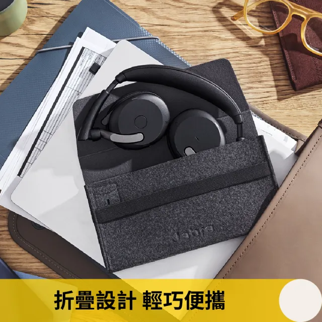 【Jabra】Evolve2 65 Flex 商務折疊頭戴式主動降噪藍芽耳機麥克風(革新性輕量折疊技術)