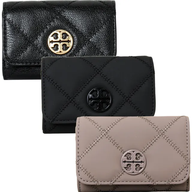 【TORY BURCH】WILLA小圓牌LOGO荔枝紋皮革零錢名片夾(多色任選)