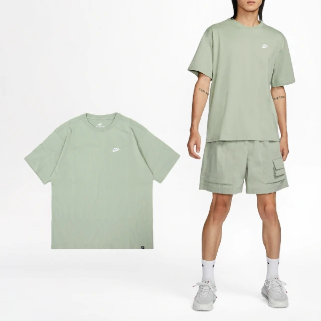 NIKE 耐吉 短袖 NSW Club Tee 男款 綠白 純棉 寬鬆 刺繡 短T 棉T(FV0376-370)