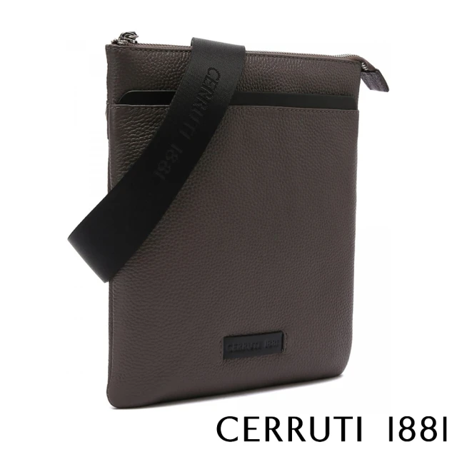 Cerruti 1881 限量2折 義大利頂級小牛皮肩背包側背包 全新專櫃展示品(灰色 CEBO06022M)