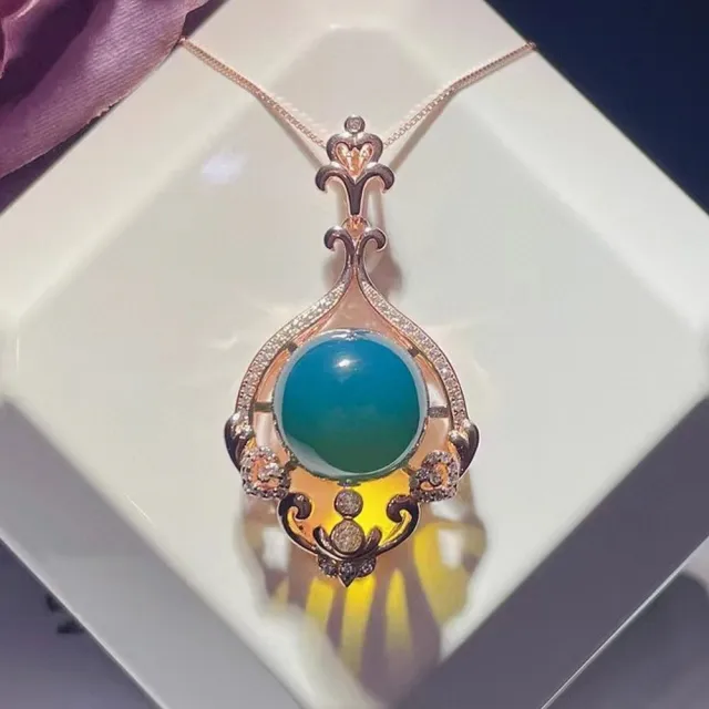 【勝弘珠寶】多明尼加藍珀設計款項鍊-14mm