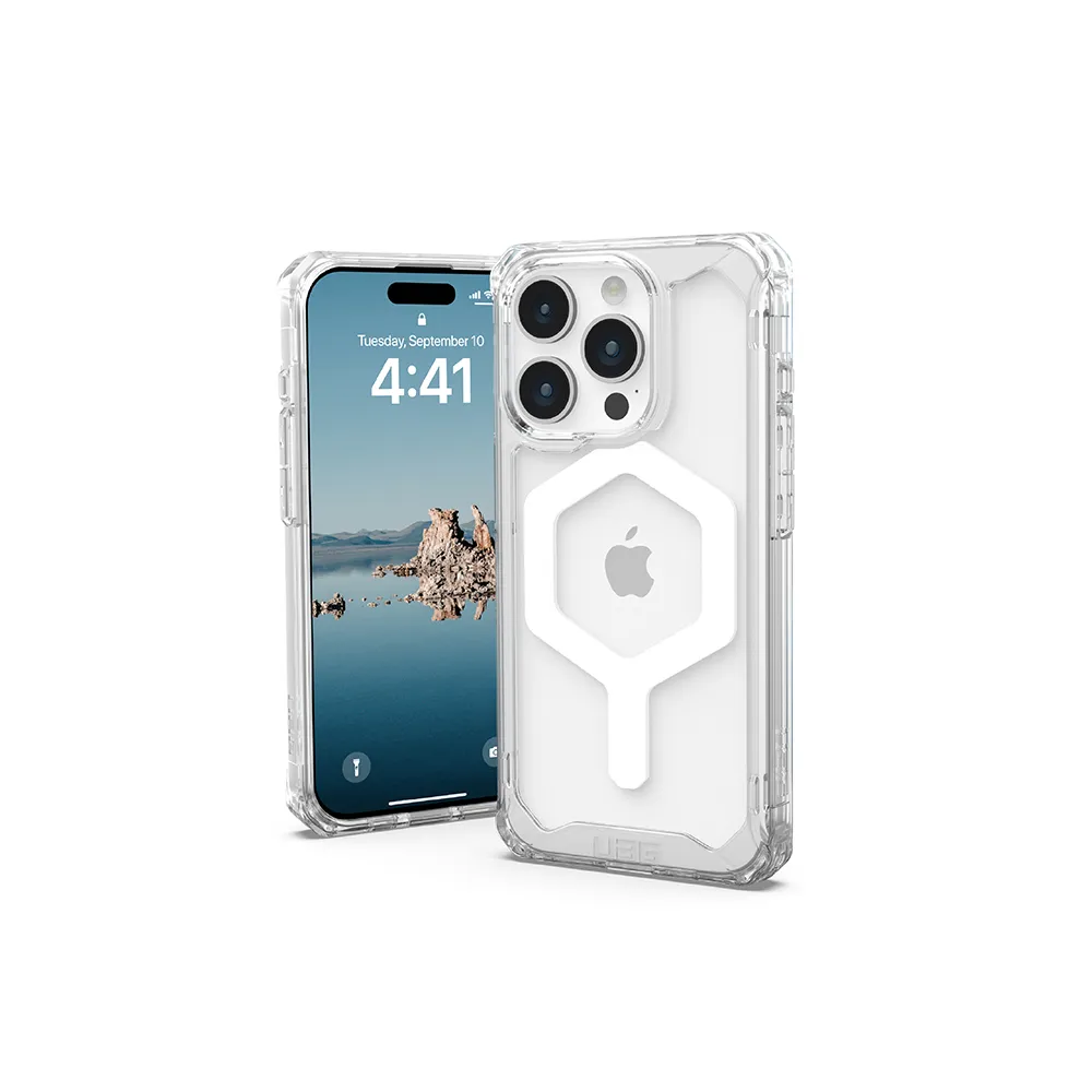 【UAG】iPhone 15 Pro 磁吸式耐衝擊保護殼（按鍵式）-極透明(支援MagSafe功能)