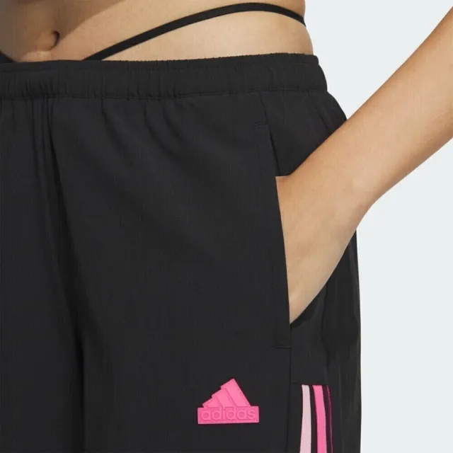 【adidas 愛迪達】STR WV PNT 女 長褲 運動 休閒 舞蹈 吸濕排汗 寬鬆 愛迪達 黑粉(JJ1569)