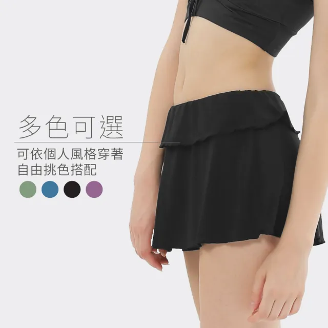 【FREEZONE】輕薄高彈女休閒木耳邊短褲裙(馬卡龍多色/柔軟舒適/居家睡褲/瑜珈有氧運動)