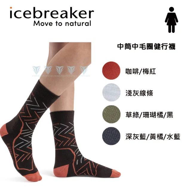 【Icebreaker】女 中筒中毛圈健行襪 IB104437(羊毛襪/健行襪/美麗諾羊毛/保暖/舒適)