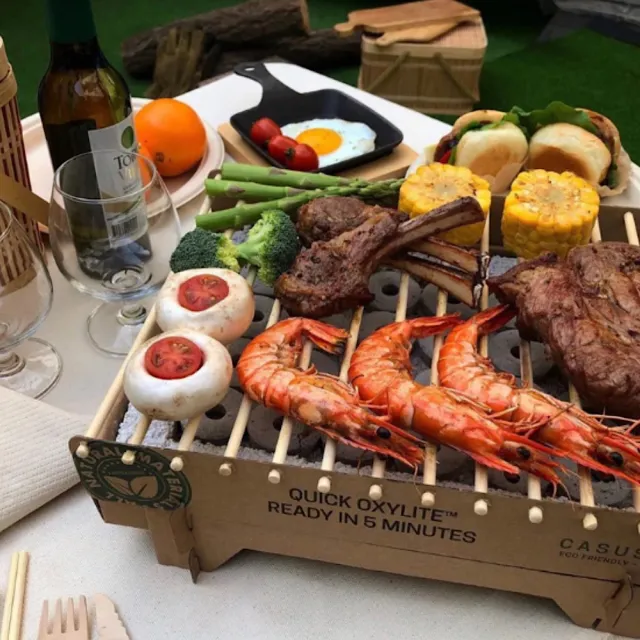 【CASUSGRILL】丹麥凱仕一次性無火烤肉爐(露營首選/烤肉架/燒烤爐/木炭/環保/原廠公司貨/通過SGS認證/無毒)