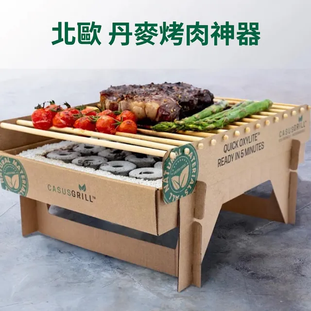 【CASUSGRILL】丹麥凱仕一次性無火烤肉爐(露營首選/烤肉架/燒烤爐/木炭/環保/原廠公司貨/通過SGS認證/無毒)