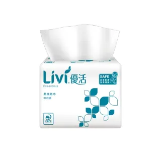 【Livi優活】單抽式柔拭紙巾300抽*12包+情人抽取式萬用廚房紙巾100抽*1包(單抽紙巾)