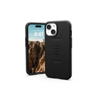 【UAG】iPhone 15 磁吸式耐衝擊簡約保護殼-黑(吊繩殼 支援MagSafe功能)