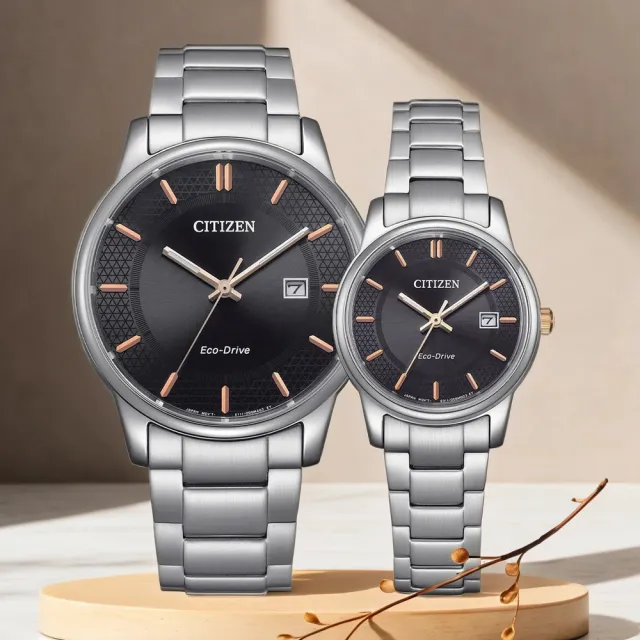 【CITIZEN 星辰】光動能經典情侶手錶 對錶-黑 錶 生日禮 送禮(BM6977-70E+EW2317-76E)