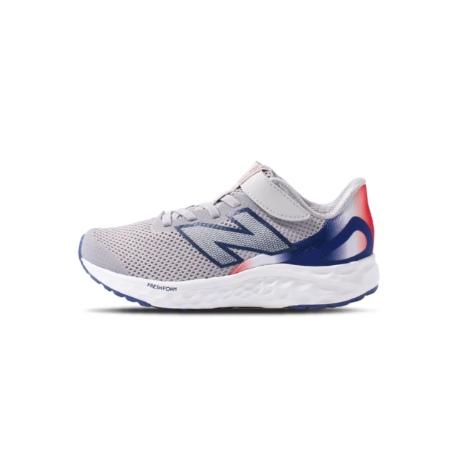 NEW BALANCE 中童 灰藍紅色 童鞋 網布 魔鬼氈 運動 休閒 輕量 透氣 免綁鞋帶 休閒鞋 PAARIBF4