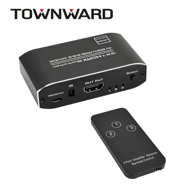 【TOWNWARD 大城科技】HDMI 2.0 三進一出 切換器 4K 60Hz HDR(電視 電腦 3進1出 型號:HSW-3155)