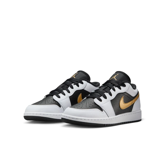 NIKE 耐吉 休閒鞋 女鞋 大童 運動鞋 AJ 喬丹 AIR JORDAN 1 LOW GS 白黑金 553560-172