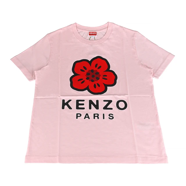 KENZO KENZO Boke Flower印花黑字LOGO純棉質圓領短袖T恤(女款/粉紅)