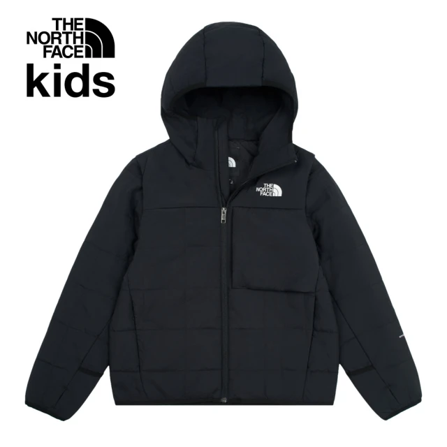 The North Face 北面兒童黑色防風防潑水可拆卸袖子連帽鋪棉外套｜89XKJK3