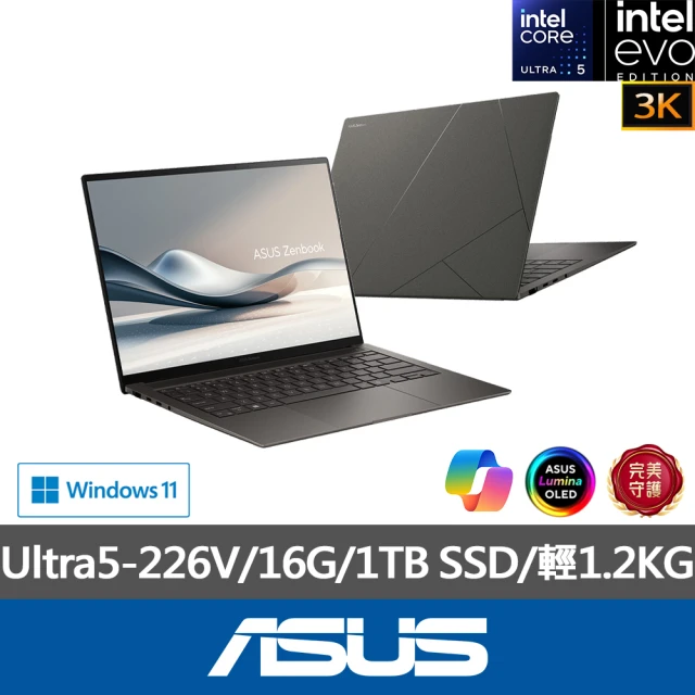 ASUS 華碩 14吋Ultra5輕薄AI筆電(ZenBook UX5406SA/Ultra5-226V/16G/1TB SSD/W11/3K OLED/EVO)