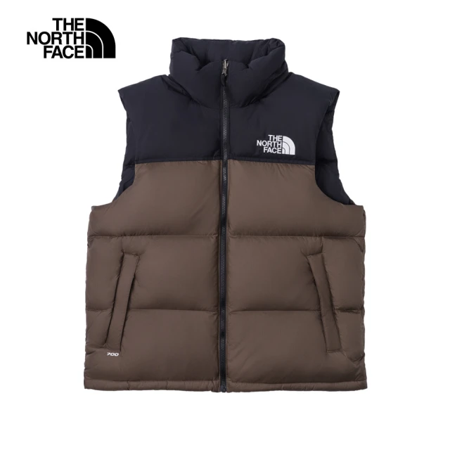 The North Face 經典1996-北面男款棕色DWR防潑水可打包收納羽絨背心｜3JQQ5EX(700蓬鬆度)